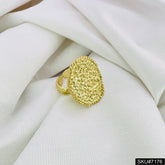 Gold plated uneven Designer Texture adjustable Handcrafted Ring sku7176