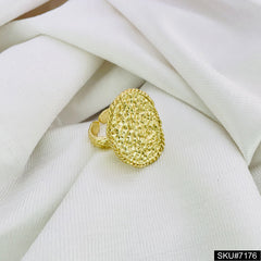 Gold plated uneven Designer Texture adjustable Handcrafted Ring sku7176