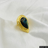 Textured Gold Teardrop Ring with Labradorite Gemstone SKU# 7404