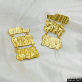 Gold plated Handmade Paper Textured Hanging Earings SKU#7407