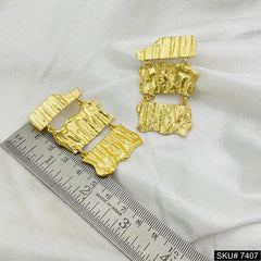 Gold plated Handmade Paper Textured Hanging Earings SKU#7407