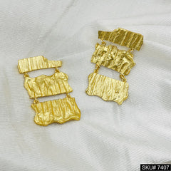 Gold plated Handmade Paper Textured Hanging Earings SKU#7407