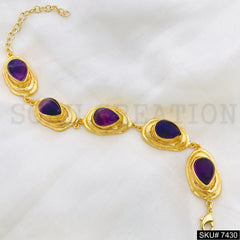 Handmade Party Era Amethyst Bracelet in Gold Plated SKU7430