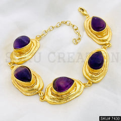 Handmade Party Era Amethyst Bracelet in Gold Plated SKU7430
