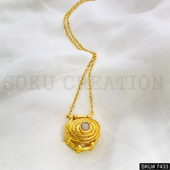 Gold Plated Unique White Stone Doted Style Handmade Charm SKU7433