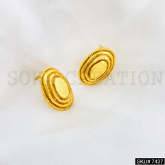 Gold Plated Unique Style of Handmade Stud Earrings SKU7437