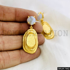 Gold Plated Unique Gemstone Design of Handmade Drop and Dangle Earrings SKU7442