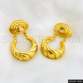 Gold Plated Unique Curve Design of Handmade Drop and Dangle Earrings SKU7444