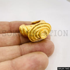 Gold Plated Unique Golden Stone Style of Adjustable Handmade Ring SKU7445