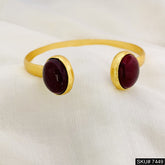Gold Plated Statement Purple Stone Designer Cuff SKU7449