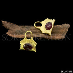 Gold plated Unique Design Gemstone Lock of Stud Earring, Ring and Necklace SKU7478
