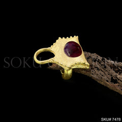 Gold plated Unique Design Gemstone Lock of Stud Earring, Ring and Necklace SKU7478