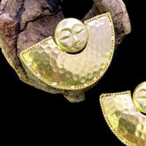 Hammered Gold plated Handmade Goddess Face Design Big Stud Earring SKU7480