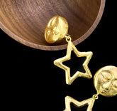 Gold plated Handmade Goddess Face Design Drop and Dangle Star Earring SKU7483