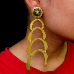 Gold plated Statement Antique Statement Long Drop and Dangle Earring SKU6163