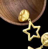 Gold plated Handmade Goddess Face Design Drop and Dangle Star Earring SKU7483