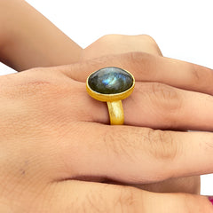 Gold Plated Handmade Labradorite Stone of Ring SKU7508