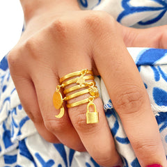 Gold Plated Handmade Charms Ring SKU7509