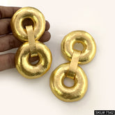 Plain Round Shape Big Dangling Earrings in Gold Plated