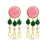Gold plated Gemstone Long statement Earring SKU7569