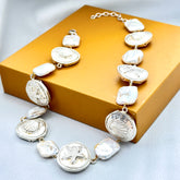 "Ocean Relic – Shell & Starfish Charm Necklace with Baroque Pearls" SOKU#7818