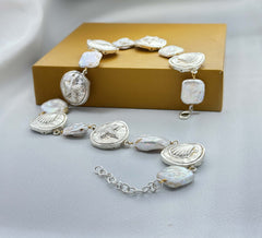 "Ocean Relic – Shell & Starfish Charm Necklace with Baroque Pearls" SOKU#7818