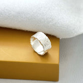 "Lunar Texture – Silver Hammered Band Ring" SOKU#7845