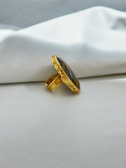 Elegant Oval Tiger's Eye Statement Ring in Gold Setting SOKU#7854