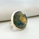 Round Labradorite Statement Ring in Sterling Silver SOKU#7855