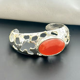 Sterling Silver Cuff Bracelet with Red Coral SOKU#7859