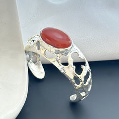 Sterling Silver Cuff Bracelet with Red Coral SOKU#7859