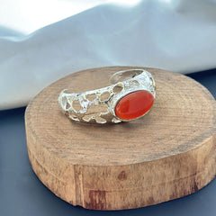 Sterling Silver Cuff Bracelet with Red Coral SOKU#7859