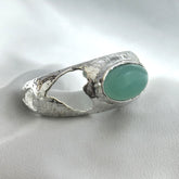 Sterling Silver Cuff Bracelet with Green Chalcedony Gemstone SOKU#7860
