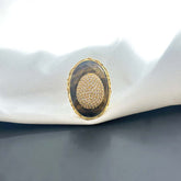 "Golden Eclipse – Tiger's Eye & Crystal Dome Ring" SOKU#7867