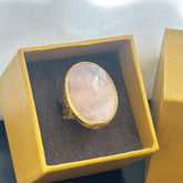 "Blush Grace – Rose Quartz Gold Adjustable Ring" SOKU#7868