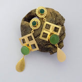 Gold plated Long Stone Earrings SKU6342