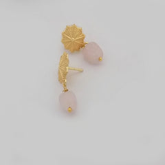 Gold plated Rose quartz tinny stud earring