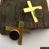 Gold plated Statement Black Enamel Unique Design Earring SKU6260