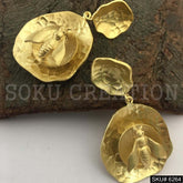 Gold plated Dragonfly Hammered Unique Design Earring SKU6264