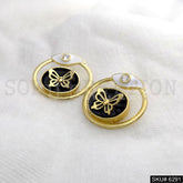 Gold plated Butterfly with diamond eye designer Big Stud Earring SKU6291