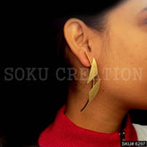 Gold plated Plain Unique design of Big Stud Earrings SKU6297