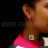 Gold plated Plain Unique design of Big Stud White Earrings SKU6299