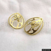 Gold plated Drop Oval and Butterfly Plain Big Stud Earrings SKU6302