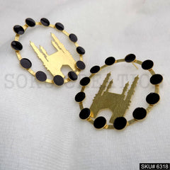Gold plated Black Beads Char Minar Style of Big Stud Earring SKU6318