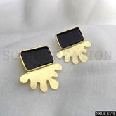 Gold plated with Black Enamel Handmade Earrings SKU6319
