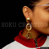 Gold plated Flower Fan Handmade Drop and Dangle Earrings SKU6322