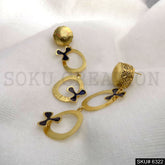 Gold plated Flower Fan Handmade Drop and Dangle Earrings SKU6322