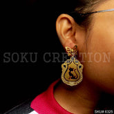 Gold plated Cat Statement Drop and Dangle Earrings SKU6325