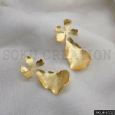 Gold plated Dried Flower Handmade Big Stud Earrings SKU6332