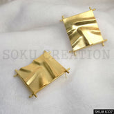 Gold plated Hammered Geometric Square Handmade Big Stud Earrings SKU6337